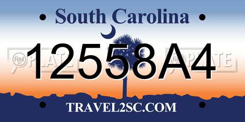 12558A4 South Carolina License Plate