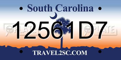 12561D7 South Carolina License Plate
