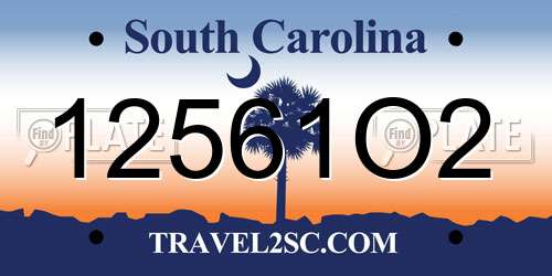12561O2 South Carolina License Plate