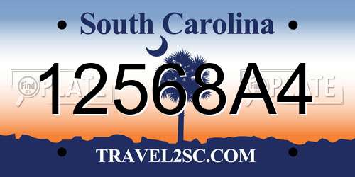 12568A4 South Carolina License Plate