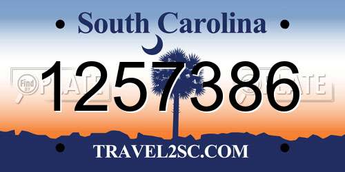 1257386 South Carolina License Plate