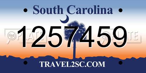 1257459 South Carolina License Plate