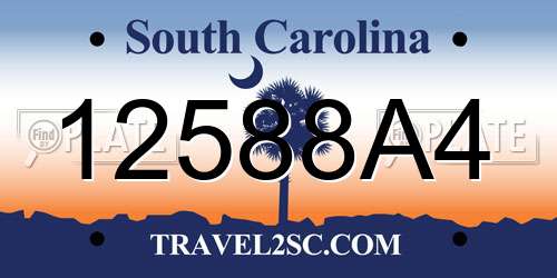 12588A4 South Carolina License Plate