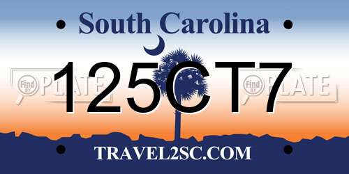 125CT7 South Carolina License Plate