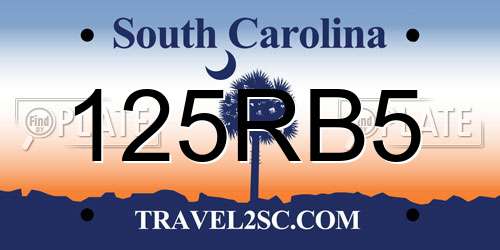 125RB5 South Carolina License Plate
