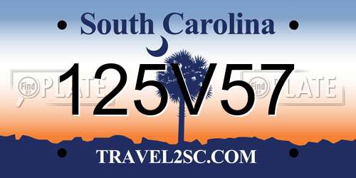 125V57 South Carolina License Plate