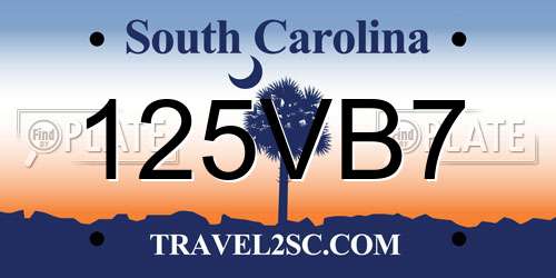 125VB7 South Carolina License Plate