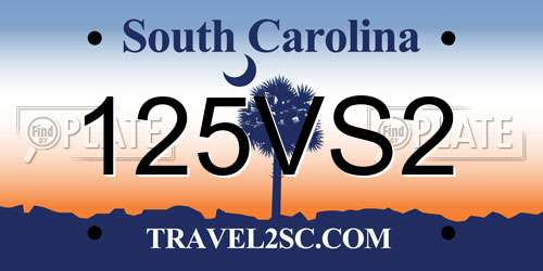 125VS2 South Carolina License Plate
