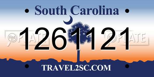 1261121 South Carolina License Plate