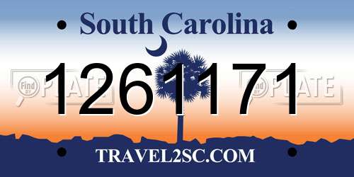 1261171 South Carolina License Plate