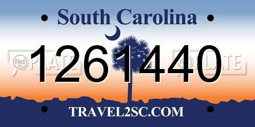 1261440 South Carolina License Plate