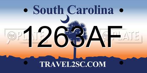 1263AF South Carolina License Plate