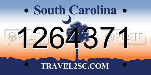 1264371 South Carolina License Plate