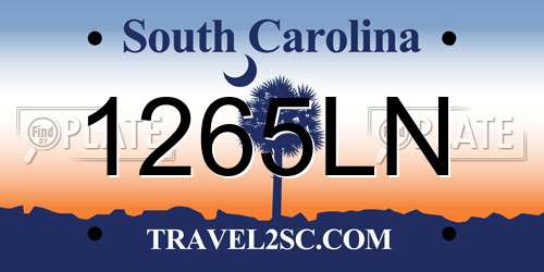 1265LN South Carolina License Plate