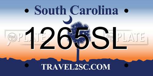 1265SL South Carolina License Plate