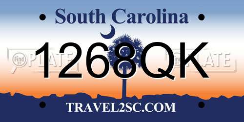 1268QK South Carolina License Plate