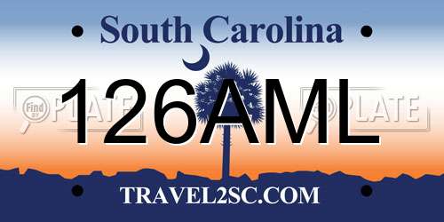 126AML South Carolina License Plate