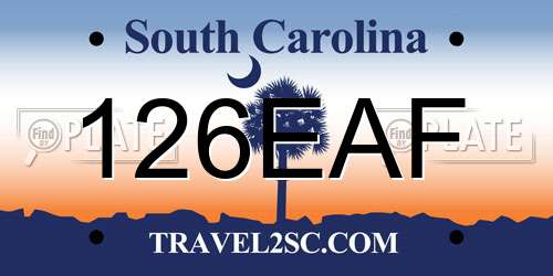 126EAF South Carolina License Plate