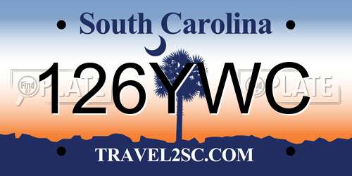 126YWC South Carolina License Plate