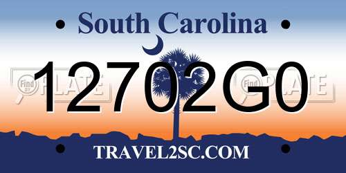 12702G0 South Carolina License Plate