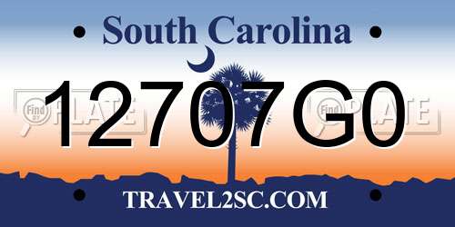 12707G0 South Carolina License Plate