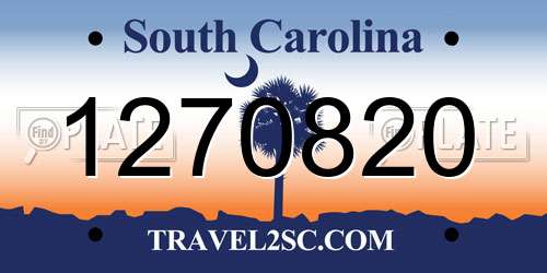 1270820 South Carolina License Plate