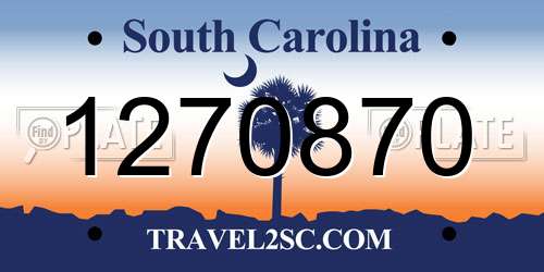 1270870 South Carolina License Plate