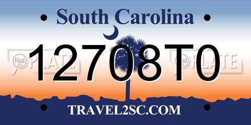 12708T0 South Carolina License Plate