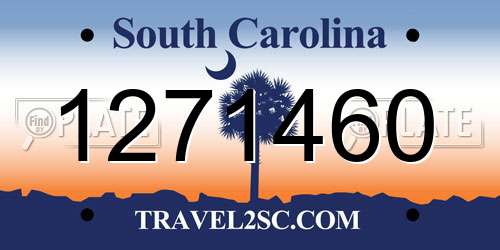 1271460 South Carolina License Plate