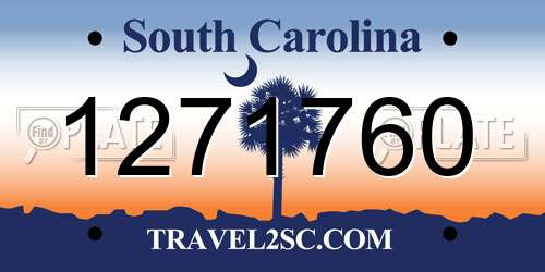 1271760 South Carolina License Plate