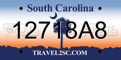 12718A8 South Carolina License Plate