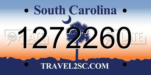 1272260 South Carolina License Plate