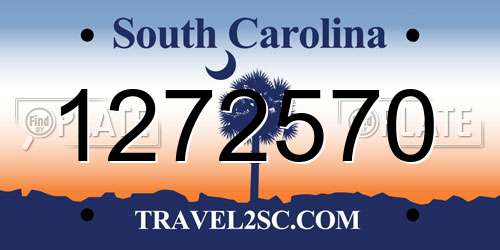 1272570 South Carolina License Plate