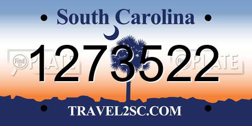 1273522 South Carolina License Plate