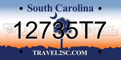 12735T7 South Carolina License Plate