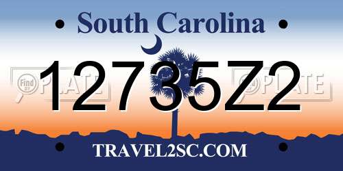 12735Z2 South Carolina License Plate