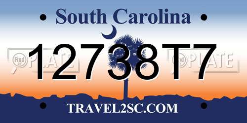 12738T7 South Carolina License Plate