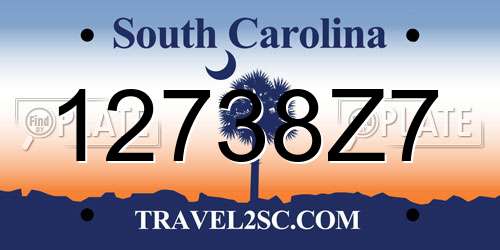 12738Z7 South Carolina License Plate