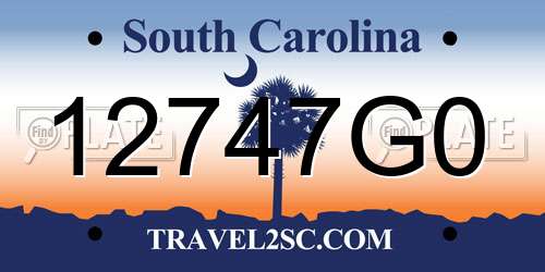 12747G0 South Carolina License Plate