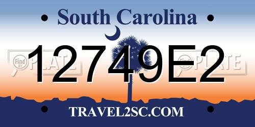 12749E2 South Carolina License Plate