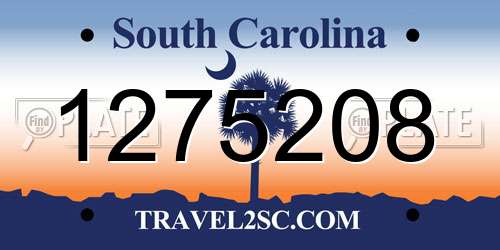 1275208 South Carolina License Plate