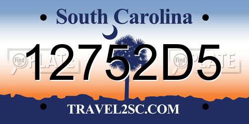 12752D5 South Carolina License Plate
