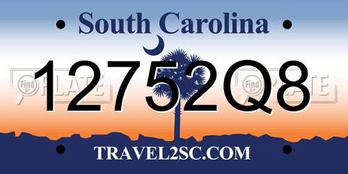 12752Q8 South Carolina License Plate