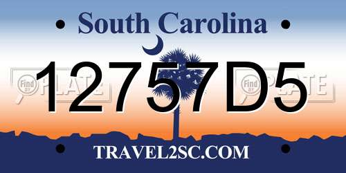 12757D5 South Carolina License Plate