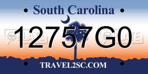 12757G0 South Carolina License Plate