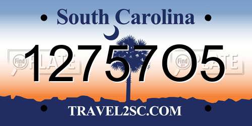 12757O5 South Carolina License Plate