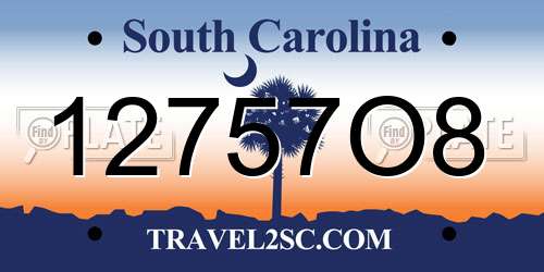 12757O8 South Carolina License Plate