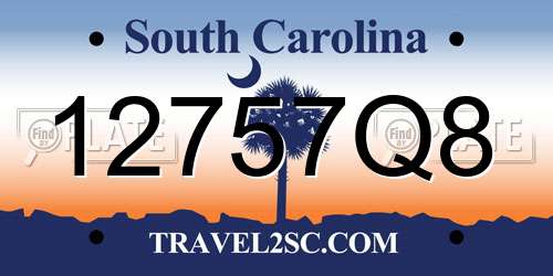 12757Q8 South Carolina License Plate