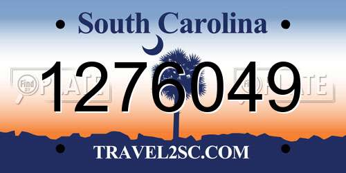 1276049 South Carolina License Plate