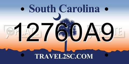 12760A9 South Carolina License Plate